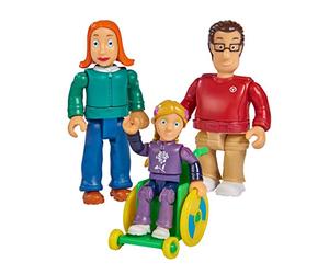 Simba 109251080 - Sam Le Pompier Famille Sparks Set de Figurines Lizzie, Joe et Hannah Sparks avec Fauteuil Roulant, entièrement Mobile, 7,5 cm, à partir de 3 Ans