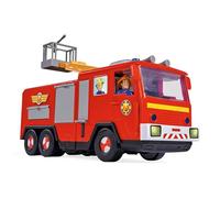Simba 109252516 - Sam Le Pompier Jupiter de la série 13, avec Figurine et Radar Dalmatien, Schnuffi, 2 Sons différents, lumière Bleue, échelle rotative à déplier, Camion de Pompier de 31 cm, à partir