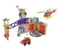 Simba Station de pompiers Mega XXL Sam le Pompier - hélicoptère Wallaby, 4x4 rouge, figurines