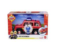Simba 109252658 Sam Premier Responder Véhicule Pompier avec lumière, Son, Coffre Autour des Portes à Ouvrir, avec Figurine et Accessoires, 19 cm, à partir de 3 Ans