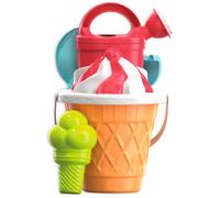 Simba 107114560 Lot de 6 seaux à glaçons, Hauteur 17 cm, diamètre 18 cm, Jouets à Sable, Moule à Sable, râteau, Pelle, arroseur, Tamis