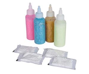 Simba Aqua Gelz 106322567 - Kit de bricolage créatif - 3 bouteilles de gel de couleur pailleté - 1 flacon de gel de couleur brillant dans le noir - 100 ml chacun - 4 additifs d'eau - À partir de 8 ans