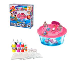 Simba Aqua Gelz Deluxe 106322496 - Aqua Gelz Deluxe Princesses Château Kit de bricolage créatif avec 8 bouteilles de gel de couleur, 6 formes, 5 additifs d'eau, bol avec serrure, autocollants, à