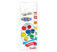 Simba Art and Fun Lot de 4 boîtes à pâte à Modeler de 25 g chacune, Rouge, Bleu, Vert, Jaune, avec spatule, à partir de 3 Ans