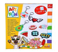 Simba Art et Fun Mini perles à repasser - Pendentif clé - 1 600 perles - 3 plaques perforées - Papier à repasser - 6 porte-clés - À partir de 6 ans