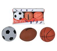 Simba - Be Active - Set 3 Ballons - Foot, Basket, Football Américain - Diamètre 9-10cm - 107352005
