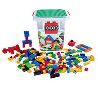 Simba Blox 104114519 - Seau de 500 Blocs de Construction pour Enfants à partir de 3 Ans - Différentes Pierres - 16 fenêtres et 4 Portes - avec Plaque de Base - Entièrement Compatible - Couleurs