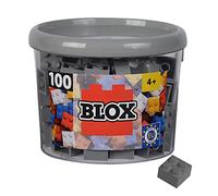 Simba Blox Lot de 100 Blocs de Construction Gris pour Enfants à partir de 3 Ans 4 Briques en boîte de Haute qualité, entièrement compatibles avec de Nombreux Autres Fabricants 104114534
