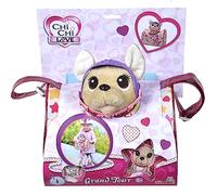 Simba Chi Chi Love Grand Tour Chien en Peluche Chihuahua avec Casque dans Un Sac de Transport Cool pour vélo ou Guidon de Scooter, 20 cm, à partir de 3 Ans