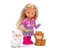 Simba Evi Love Alpacas Poupée avec alpagas Tenue Mignonne 2 Figurines d'animaux avec Accessoires, Ensemble de poupées avec Gourde, Jouets pour Enfants 12 cm, à partir de 3 Ans