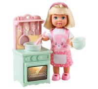 Simba Poupée Evi Love Cuisine Mini 12 cm - Prépare un gâteau - Accessoires inclus - Dès 3 ans