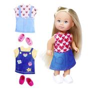 Simba Evi Love Fashion Poupée de Jeu avec Une Jolie Robe en Jean avec Deux Autres Tenues, avec de Jolis imprimés et Baskets, 12 cm, à partir de 3 Ans