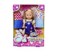 Simba Evi Love Fashion Poupée de Jeu avec Une Jolie Robe en Jean avec Deux Autres Tenues, avec de Jolis imprimés et Baskets, 12 cm, à partir de 3 Ans