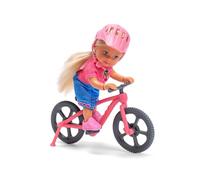 Simba Evi Love Mountain Bike Poupée avec vélo et Casque, kit de Jeu Sportif avec Accessoires, Aventure en Plein air pour Enfants, Taille 12 cm, à partir de 3 Ans