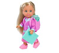 Simba Poupée Evi Love School avec veste cool, sac à dos et accessoires scolaires – 12 cm, à partir de 3 ans