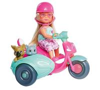 Simba Poupée Evi Love Scooter et Amis – Mini 12 cm, 2 figurines (chat & chien), casque inclus