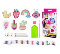 Simba Fashion Flash Diamond Setting Lot de 7 pendentifs en acrylique, 4 fermoirs mousquetons et 9 chaînes à billes en métal, kit créatif à personnaliser à partir de 5 ans