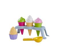 Simba Lot de 10 Jouets de Sable avec Cornets de Glace, gobelets, Boules de Glace et portionneur, pour la Plage ou Le bac à Sable, Convient aux Filles et garçons à partir de 3 Ans