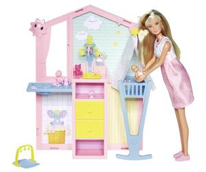 Simba Love Newborn Baby Room, poupée Enceinte avec bébé dans la Chambre d'enfant, avec lit de bébé, Table à Langer, Baignoire et Accessoires, poupée de Jeu de 29 cm, à partir de 3 Ans, 105733590