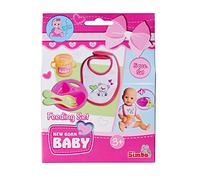Simba New Born 105560016 Kit d'alimentation pour poupée de 30 à 43 cm, 5 pièces, Assiette, cuillère, Fourchette, Bavoir et gobelet d'apprentissage à partir de 3 Ans