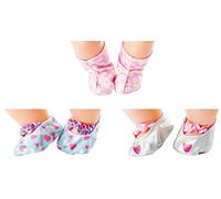 Simba New Born 105560017 Lot de 3 Paires de Chaussures en Tissu pour poupées de 30 à 43 cm, Ballerines, Bottes, à partir de 3 Ans