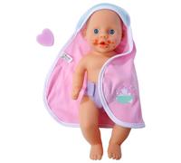 Simba New Born Baby 105030006 - Poupée de Bain en Vinyle, Fonction Changement de Couleur, Chiffon à Capuche, avec éponge, 30 cm, à partir de 3 Ans