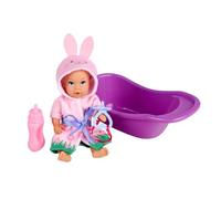 Simba New Born Baby Bathfun Baby - Poupée de Bain (12 cm) avec Fonction Boire et humidité, Baignoire, Peignoir, tétine et biberon, pour Enfants à partir de 3 Ans
