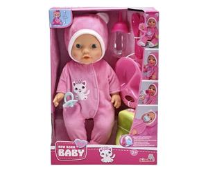 Simba - New Born Baby Pyjama Chat - Poupon de 30 cms - Sucette, Biberon, Assiette, Couverts, Pot Inclus - A Partir de 3 Ans