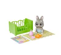 Simba Pamper Petz Bunny - Bébé Lapin interactif avec Fonction Boire et humidité, Yeux endormis, Couche avec Changement de Couleur, Patte Magique et lit empilable, à partir de 3 Ans