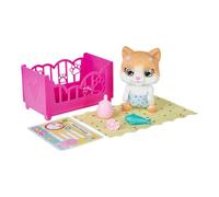 Simba Pamper Petz Kitty - Bébé Chat interactif avec Fonction hydratation et humidité, Yeux endormis, Couche avec Changement de Couleur, Patte Magique et lit empilable, à partir de 3 Ans