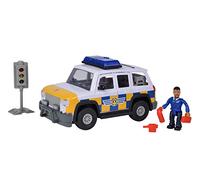 Simba Véhicule 4x4 Police Sam le Pompier 19 cm + figurine articulée, fonctions sonores
