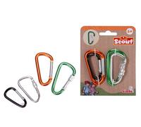 Simba Scout Mousqueton en métal - Ensemble d'accessoires pour Enfants, 4 mousquetons en 3 Tailles, Fermoir à Ressort ou à Torsion, Clips métalliques pour accrocher et Collectionner, 6-8 cm, 3 Ans et
