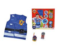 Simba Sleep - Sam Le Pompier - Kit de Pompier - Déguisement - Veste de Sécurité, Lampe Torche et Talkie Walkie Factice - Piles Incluses - 109252477038 Bleu