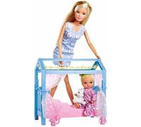 Simba Poupée Steffi 105733521 Love Sweet Dreams – 29 cm, 12 pièces, bébé et lit phosphorescent