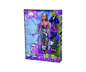 Simba Steffi 105733581 Poupée Steffi Trois Looks : Robe de fête avec Paillettes, Uniforme de Docteur et Uniforme de Football, Accessoires Multiples