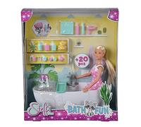 Simba - Steffi Love Bath Fun, 105733589, 3 Ans, avec Baignoire et Mignon Raton Laveur, avec de Nombreux Accessoires
