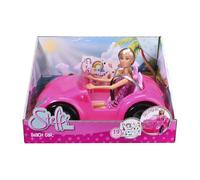 Simba Steffi Love Beach Car - Steffi dans une poussette de plage avec feuille d'autocollants à décorer, véhicule pour poupées jusqu'à 29 cm, longueur 29 cm, véhicule de poupée pour enfants à partir de