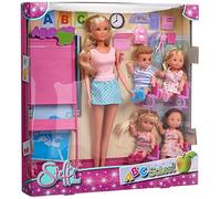 Simba - Steffi Love Maitresse d'Ecole - Poupée Mannequin 29cm - Tableau et Accessoires + 4 élèves - 105730472002, Multicolore