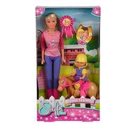 Simba - Steffi Love Monitrice d'Equitation - Poupée Mannequin 29cm + Mini Poupée 12cm - Poney avec Crinière à Coiffer - 105738051
