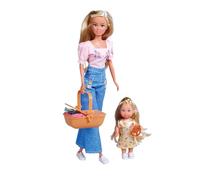 Simba Steffi Love Picnic Steffi (29 cm) & Evi (12 cm) pour Un Pique-Nique, avec Panier de Pique-Nique, Couverture et Accessoires, Adorable Ensemble de poupées pour Enfants à partir de 3 Ans