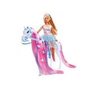 Simba - Steffi Love Princesse Et Cheval - Poupée Mannequin 29cm - Robe + Tiare - Accessoires De Coiffure Inclu