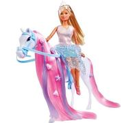 Simba - Steffi Love Princesse et Cheval - Poupée Mannequin 29cm - Robe + Tiare - Accessoires de Coiffure inclu