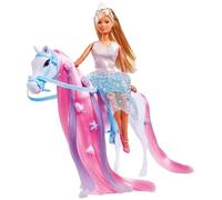 Simba - Steffi Love Princesse et Cheval - Poupée Mannequin 29cm - Robe + Tiare - Accessoires de Coiffure inclu