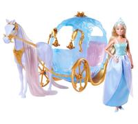 Simba Steffi Love Pumpkin Carriage - Carrosse de Conte de fées avec Steffi en Tant Que Princesse, 67 cm de Long, poupée Glamour (29 cm), carrosse pour Jeu de rôle imaginatif à partir de 3 Ans