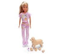 Simba Steffi Love Welcome Puppies Poupée de Mode avec Maman gestante et 2-4 Chiots avec Panier pour Chien et Accessoires, Ensemble de poupées pour Enfants, 29 cm, à partir de 3 Ans