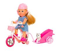 Smoby - Jouet - Evi Love Tour de vélo - Poupée, vélo, chien, chariotte, casque
