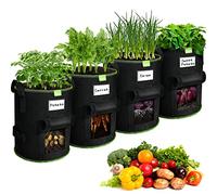 SIMBOOM 4Pcs 30L Sac de Plantation de Pommes de Terre, Sac de Culture en Tissu Sac Pomme de Terre avec Poignées et Fenêtre, Pots pour Tomates, Carottes, Fraises, Légumes