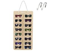 Simboom Lunette de Soleil Sac de Rangement, Mural Rangement Lunettes 16 Fents Compartiment en Feutre Couvercle Transparent Étanche à la Poussière Sacs Organisateur, Beige…