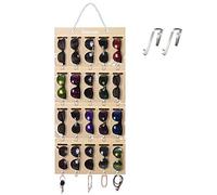 SIMBOOM Lunettes de Soleil Sac de Rangement, Mural Sac Lunettes de Soleil Organisateur Détachable 20 Fents en Feutre Étanche à la Poussière Film pour D'oreille Portable Colliers Bracelets,Beige