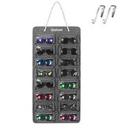 Simboom Murale Sac Lunettes de Soleil, 16 Fents Compartiment Rangement Suspendu Lunettes de Soleil Couvercle Transparent Étanche à la Poussière Sacs Organisateur en Feutre,Gris…